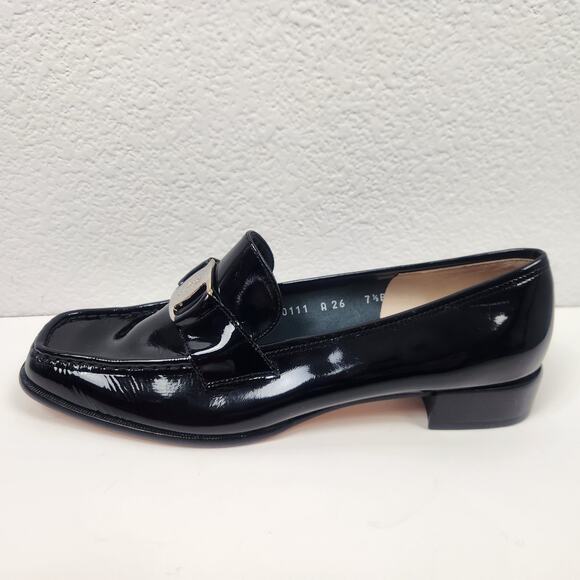 Salvatore Ferragamo Nero Nappy Calf Loafer Black Patent Leather 7.5B Narrow - Picture 2 of 12